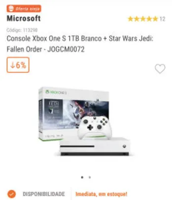 Xbox one s 1TB branco + Star Wars Jedi | R$1950