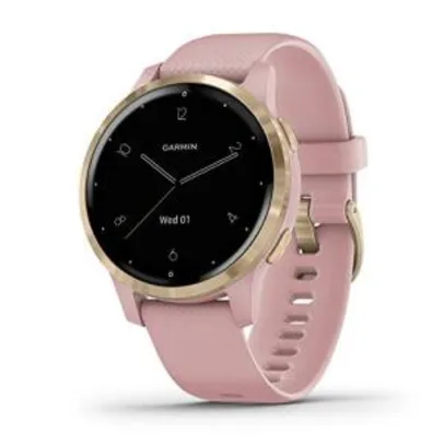 Saindo por R$ 2360: Smartwatch Garmin Vivoactive 4S Dourado Rosê - R$2360 | Pelando