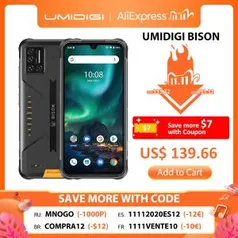 [11/11] Smartphone Umidigi Bison IP68 6GB+128GB NFC | R$761