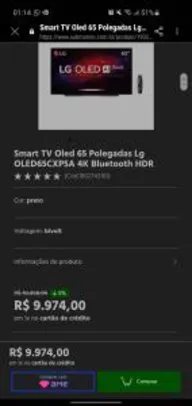 Saindo por R$ 9974: Smart TV Oled 65 Polegadas Lg OLED65CXPSA 4K Bluetooth HDR R$9974 | Pelando