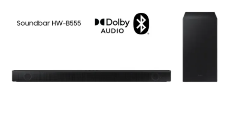 Soundbar Samsung HWB555, 2.1 Canais Wireless, Dolby Digital 2.0, Modo Game, Multiconexão por Bluetooth