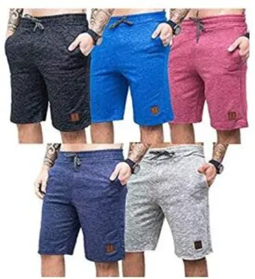 Kit 05 Shorts Bermudas Moletom Polo Marine | R$ 119