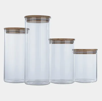 Conjunto de Potes de Vidro 4 Peças 700 mL / 1000 mL / 1300 mL / 1700 mL - Casual Home