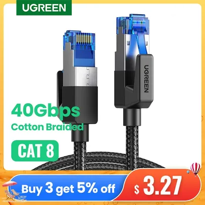 Cabo Ethernet Ugreen CAT8 5m | R$66