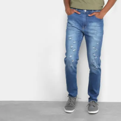 Calça jeans masculina com rasgos