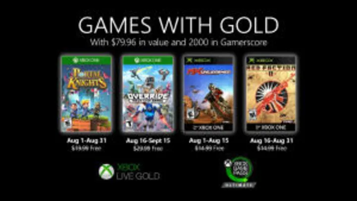Grátis: Live Gold | Games With Gold de Agosto | Pelando