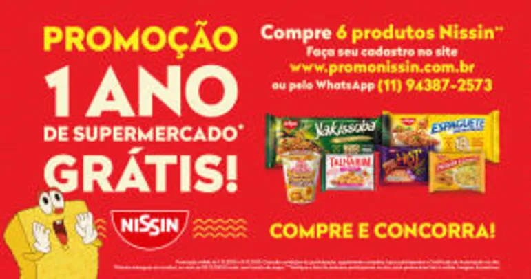Concorra a 1 ano de supermercado grátis - Promoção Nissin