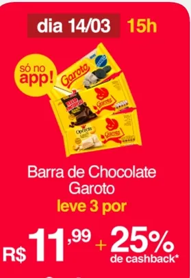 [ App + Ame ] 3 barras de  Chocolate Garoto