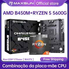 MAXSUNAMD Motherboard Kit B450M ComRyzen 5 5600G Dual-channel memória DDR4AM4 Mainboard M.2 NVME