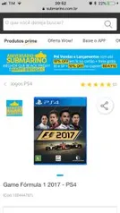 F1 2017 ps4 49,19 1x cartão submarino