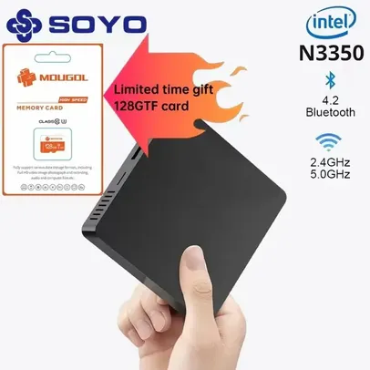 [APP/Taxa Inclusa/Moedas] Mini PC SOYO M2 Air Cpu Intel Gemini Lake N3350, 6GB RAM 64GB SSD , USB HDMI BT M.2 Slot 1000M, WiFi, Windows 11