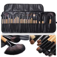 Kit profissional de pincéis e sombras de maquiagem.