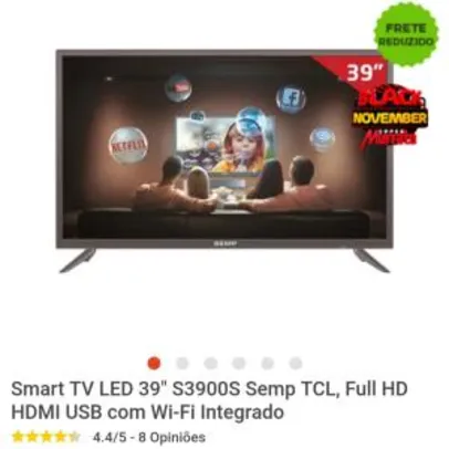 Smart TV LED 39" S3900S Semp TCL, Full HD | R$819