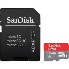 [Submarino] Cartão de Memória Micro SD 16GB SanDisk Ultra 48MB/s + Adaptador