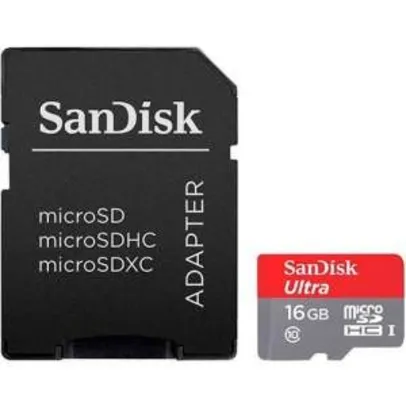 [Submarino] Cartão de Memória Micro SD 16GB SanDisk Ultra 48MB/s + Adaptador