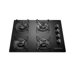 Cooktop 4 Bocas Continental a Gás de Vidro  Temperado Preto (KC4GP)