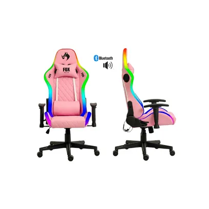 Product photo Cadeira Gamer Fox Racer RGB, Com Alto Falante, Rosa