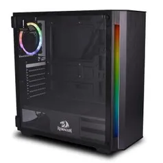 Gabinete Gamer Redragon Nosecone, Mid Tower, S-Fan, Vidro Temperado, Black, S-fonte | R$370