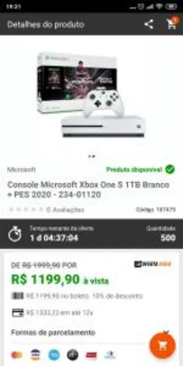 Xbox One S 1TB + Pes20