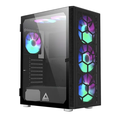 Gabinete Gamer Montech x3 Glass, Mid Tower, Black, ATX, Com 6 Fans RGB