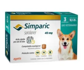 [APP] Antipulgas Simparic 10 a 20kg Cães 40mg 3 comprimidos