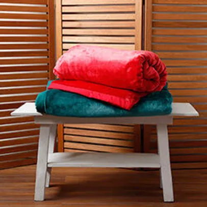 Cobertor Casal Flannel Colors Vermelho Com Borda Em Percal - Casa & Conforto | R$99