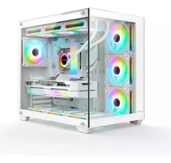 Gabinete Aquário Gamer Hyrax, Mid Tower, ATX, Frente e Lateral em Vidro Temperado, Branco - HGB740W