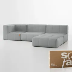 Sofá na Caixa modular 3 lugares em Boucle - 1 Braço com 1 Chaise