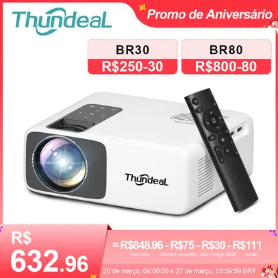 Projetor Thundeal TD93pro versão básica com suporte a Full Hd, 6000 lumens, tela até 200 polegadas