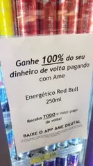 [100% de Cashback/AME/Loja Física] Energético Redbull 250ml