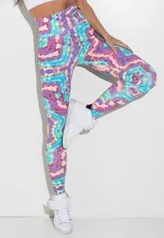 Legging Estampada Mosaico Roxo Vermelho e Verde