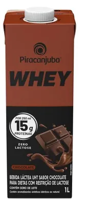 Whey Zero Lactose Sabor Chocolate Piracanjuba 15g de proteína 1 Litro