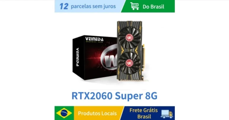 Placa gráfica Veineda-RTX2060Super 8GB, GDDR6, 256Bit, PCI Express 3.0x16, 1470MHz, 2