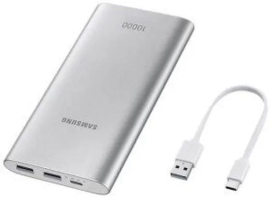 Power Bank Samsung 10.000mAh Fast Charge USB Tipo C - EB-P1100CSPGBR / EB-P1100CPPGBR | R$ 69