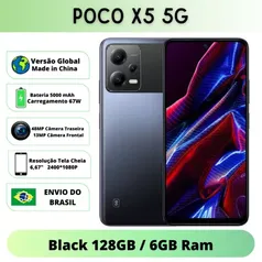 [No BR] Xiaomi Poco X5 5G 128GB Black 6GB RAM Versão Global