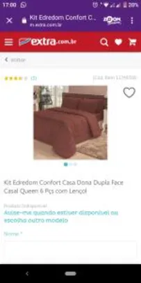 Kit Edredom Confort Casa Dona Dupla Face Casal Queen 6 Pçs com Lençol - R$70