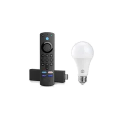 Combo Fire TV Stick 4K com Controle Remoto por Voz e Smart Lampada RGB