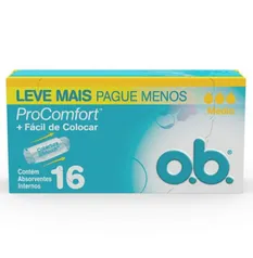 (recorrência) Absorvente Interno Médio Pro Comfort, O.B., 16 Unidades | R$9