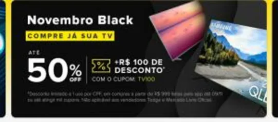 R$ 100 OFF em Tvs acima de R$ 999 | Mercado Livre