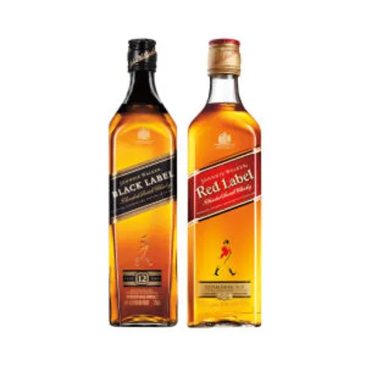 Saindo por R$ 125: Whisky Johnnie Walker Red Label 750ml + Whisky Black Label 750ml R$125 | Pelando