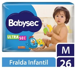 Fralda babysec galinha pintadinha ultrasec M 26 unidades (0,65 cada fralda)