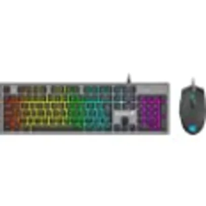 Kit Teclado + Mouse Gamer 6400dpi Rgb Rainbow Ranger Grafite Fortrek