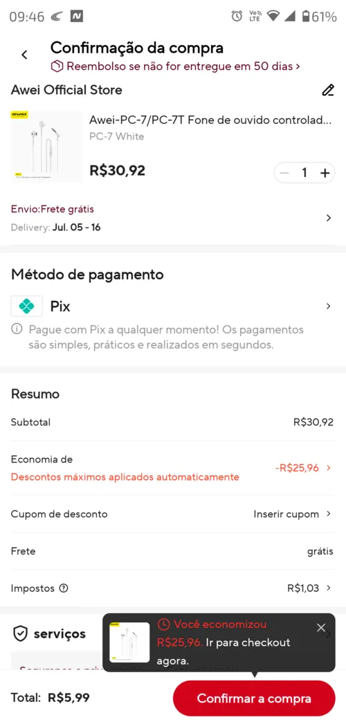 Imagem na descrição da promoção