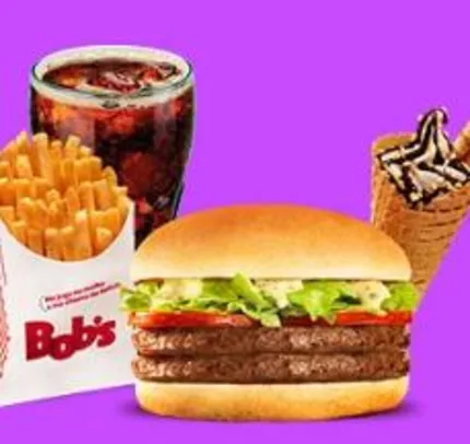 Bob’s Burger Duplo​ + Batata M + Refil de Refri + Big Cascão do Bob's por R$18,00