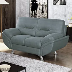 Sofá Fixo 2 Lugares Suede Decore Morgan Linoforte Cinza | R$532