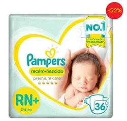 Fraldas Pampers Premium Care Recém Nascido RN+ 36 Unidades