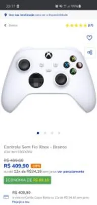 Controle Sem Fio Xbox series X - Branco R$410