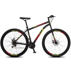 Bicicleta Aro 29 Colli Bike Cazelle Roma 21 Marchas, Freio a Disco e Quadro 18" - Preta/Vermelha/Amarela