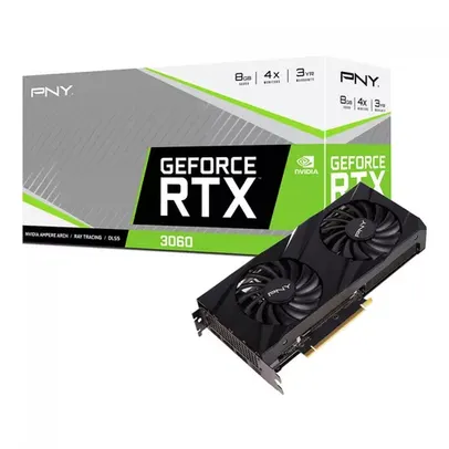 Placa de Vídeo PNY NVIDIA GeForce RTX 3060 Verto Dual Fan, 8GB, GDDR6, DLSS, Ray Tracing, VCG30608DFBPB1