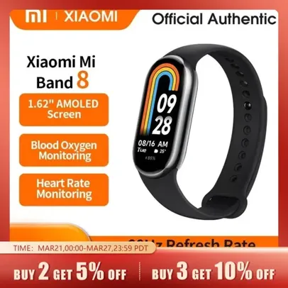 [Imposto Incluso] Xiaomi Mi Band 8 Pulseira Inteligente, Rastreador De Fitness, Monitor De Fr